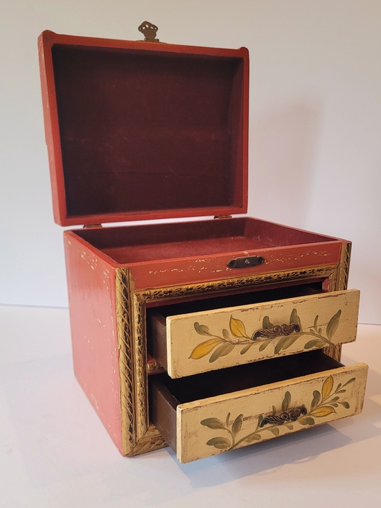 Other - Hand-Painted Wooden Jewelry Box Vintage